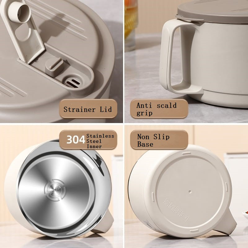 Stainless Steel Noodle Bowl with Handle & Lid (1700ml / 57.5 oz)